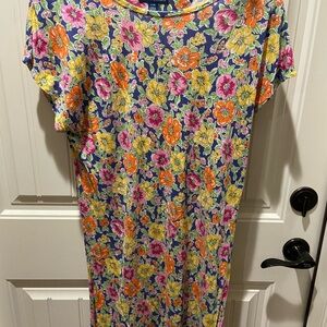 Ralph Lauren Pink and Yellow Sheath Midi Dress